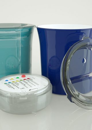 Droplet pair of cups, lid and base