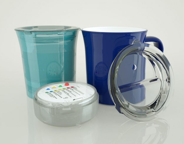 Droplet pair of cups, lid and base